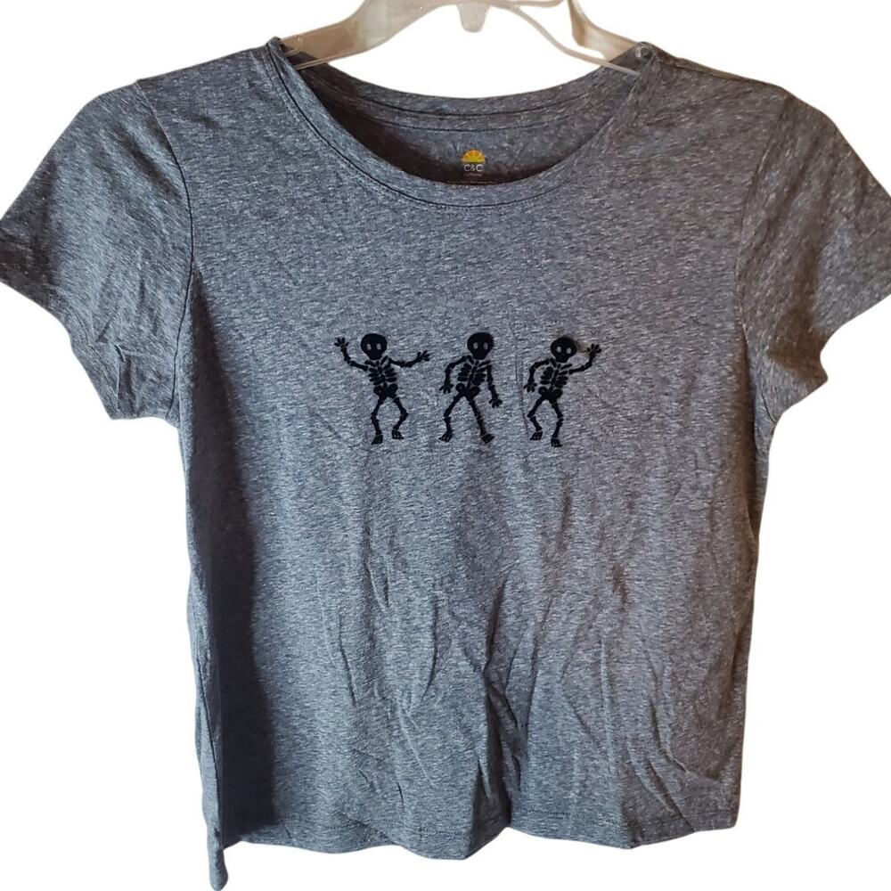 C & C California Gray Skeleton Tee, NWOT, Juniors Medium